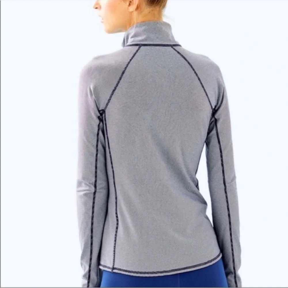 NWOT Lilly Pulitzer Kapti Luxletic Strie Full Zip Jacket in Navy and White Sz L - Picture 3 of 9